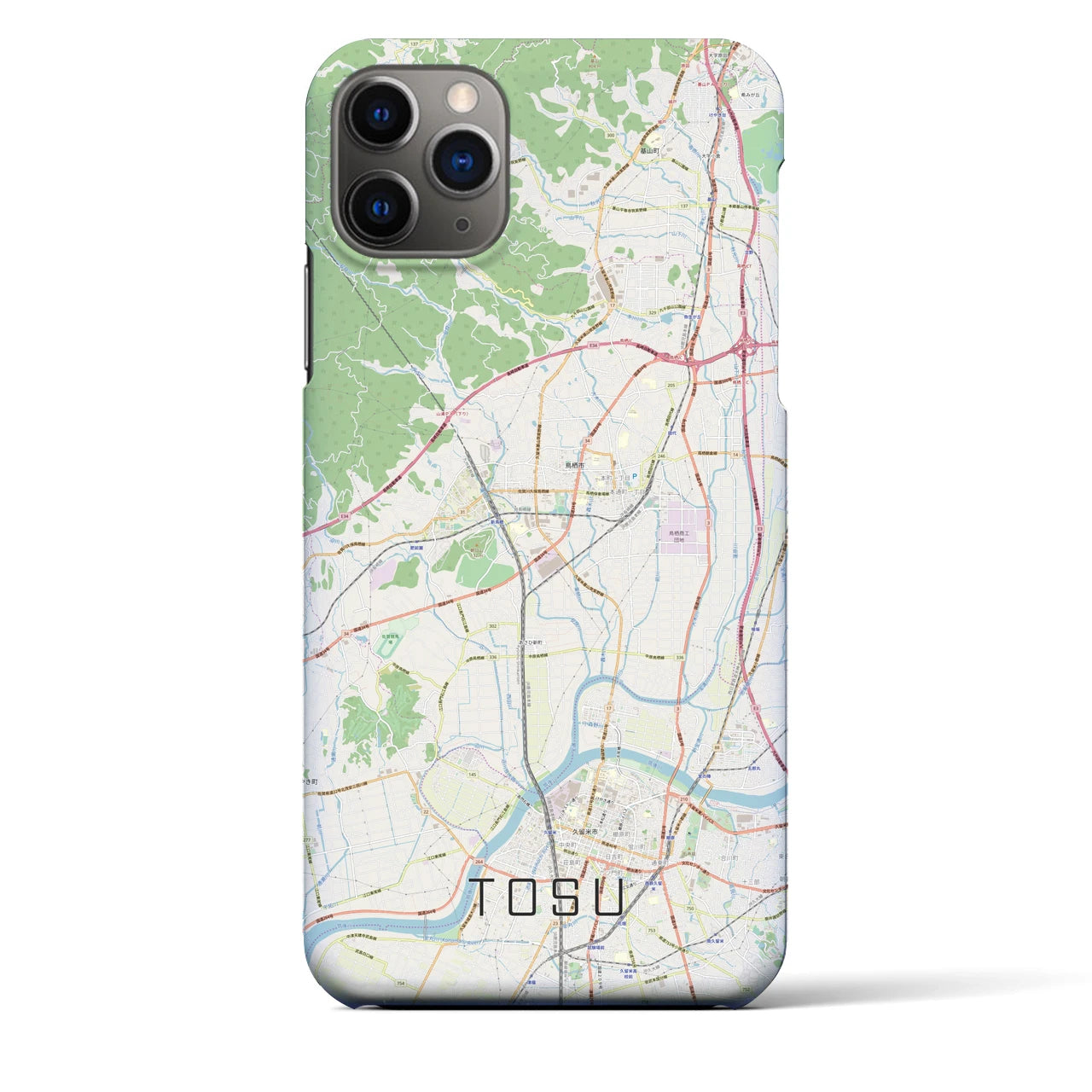 【鳥栖】地図柄iPhoneケース（バックカバータイプ・ナチュラル）iPhone 11 Pro Max 用
