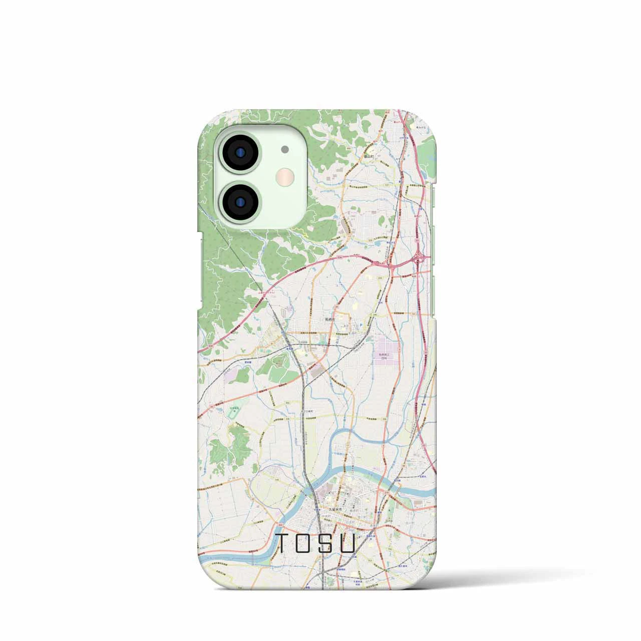 【鳥栖】地図柄iPhoneケース（バックカバータイプ・ナチュラル）iPhone 12 mini 用