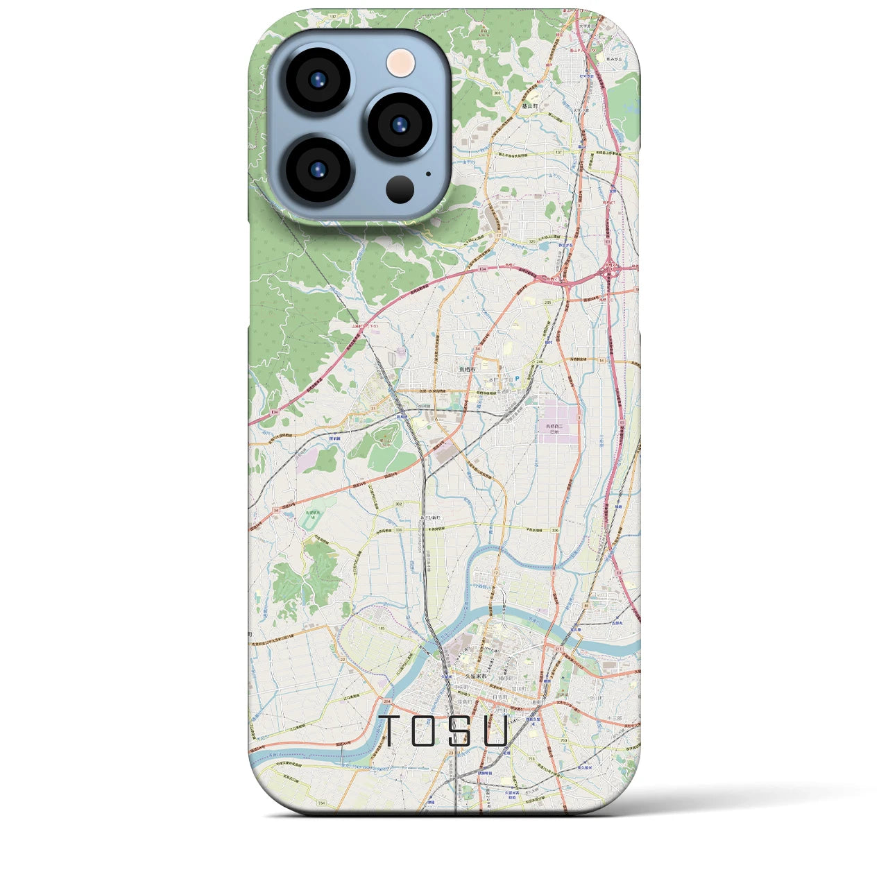 【鳥栖】地図柄iPhoneケース（バックカバータイプ・ナチュラル）iPhone 13 Pro Max 用