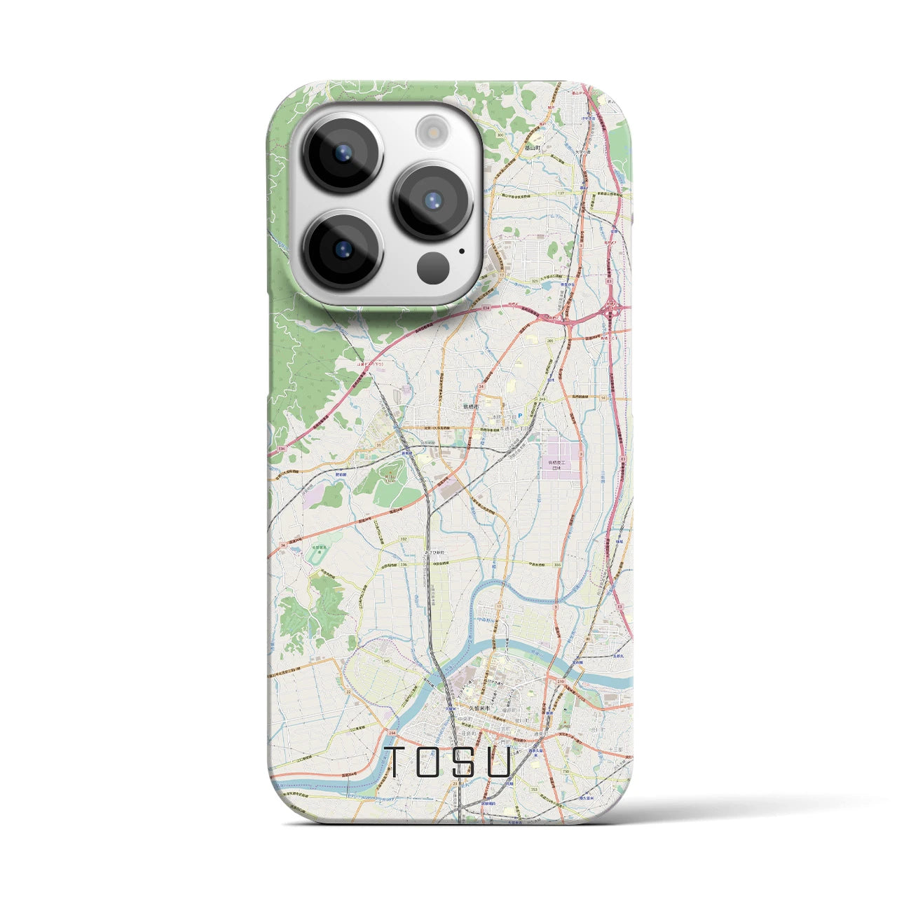 【鳥栖】地図柄iPhoneケース（バックカバータイプ・ナチュラル）iPhone 14 Pro 用