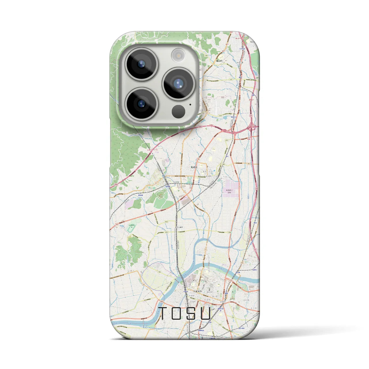 【鳥栖】地図柄iPhoneケース（バックカバータイプ・ナチュラル）iPhone 15 Pro 用