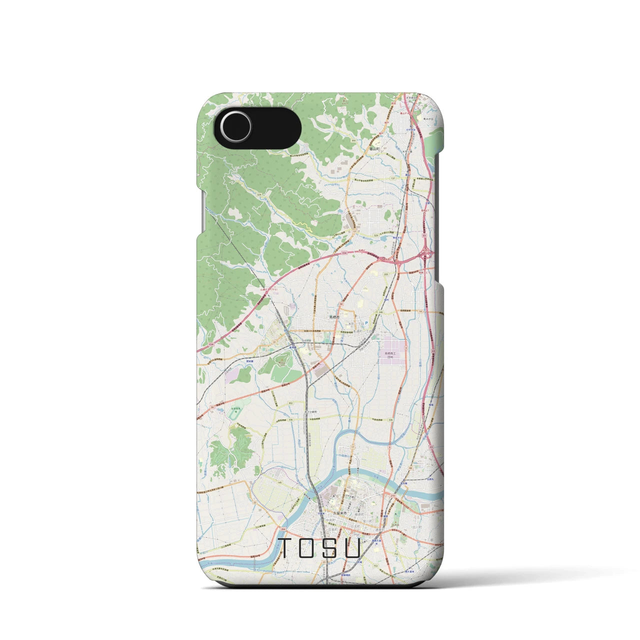 【鳥栖】地図柄iPhoneケース（バックカバータイプ・ナチュラル）iPhone SE（第3 / 第2世代） / 8 / 7 / 6s / 6 用