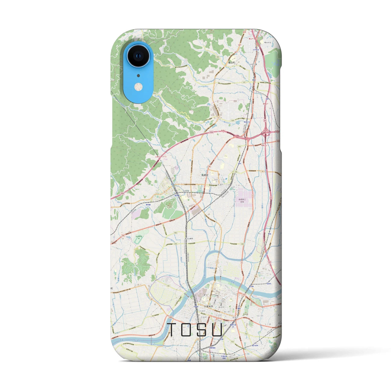 【鳥栖】地図柄iPhoneケース（バックカバータイプ・ナチュラル）iPhone XR 用