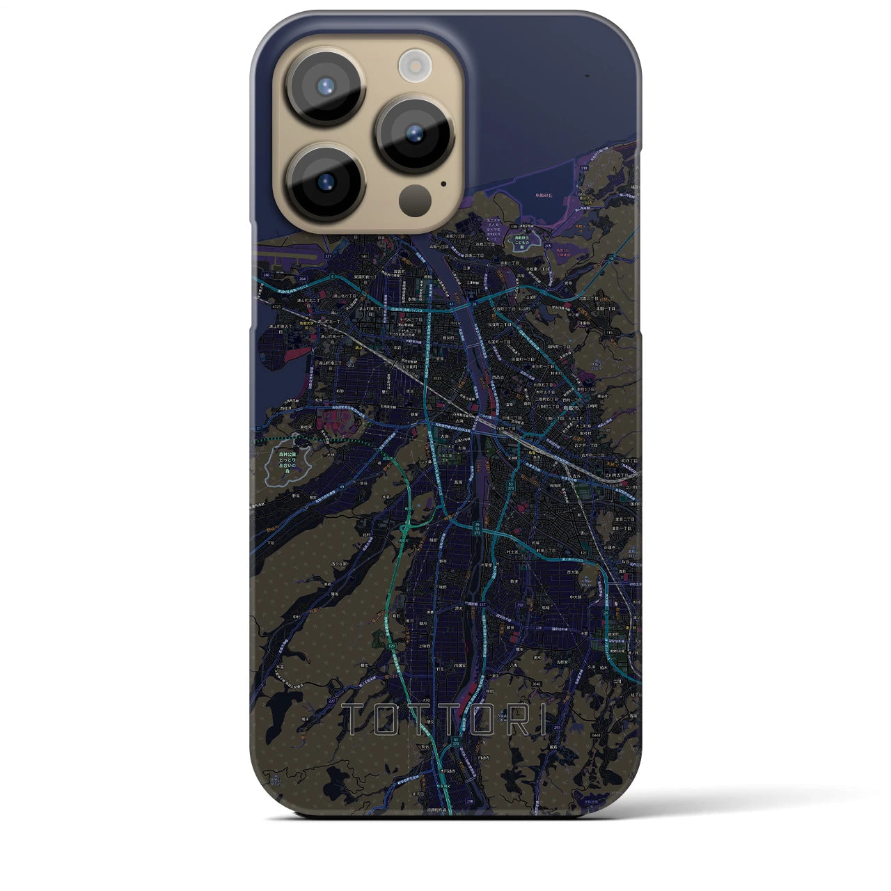 【鳥取】地図柄iPhoneケース（バックカバータイプ・ブラック）iPhone 14 Pro Max 用