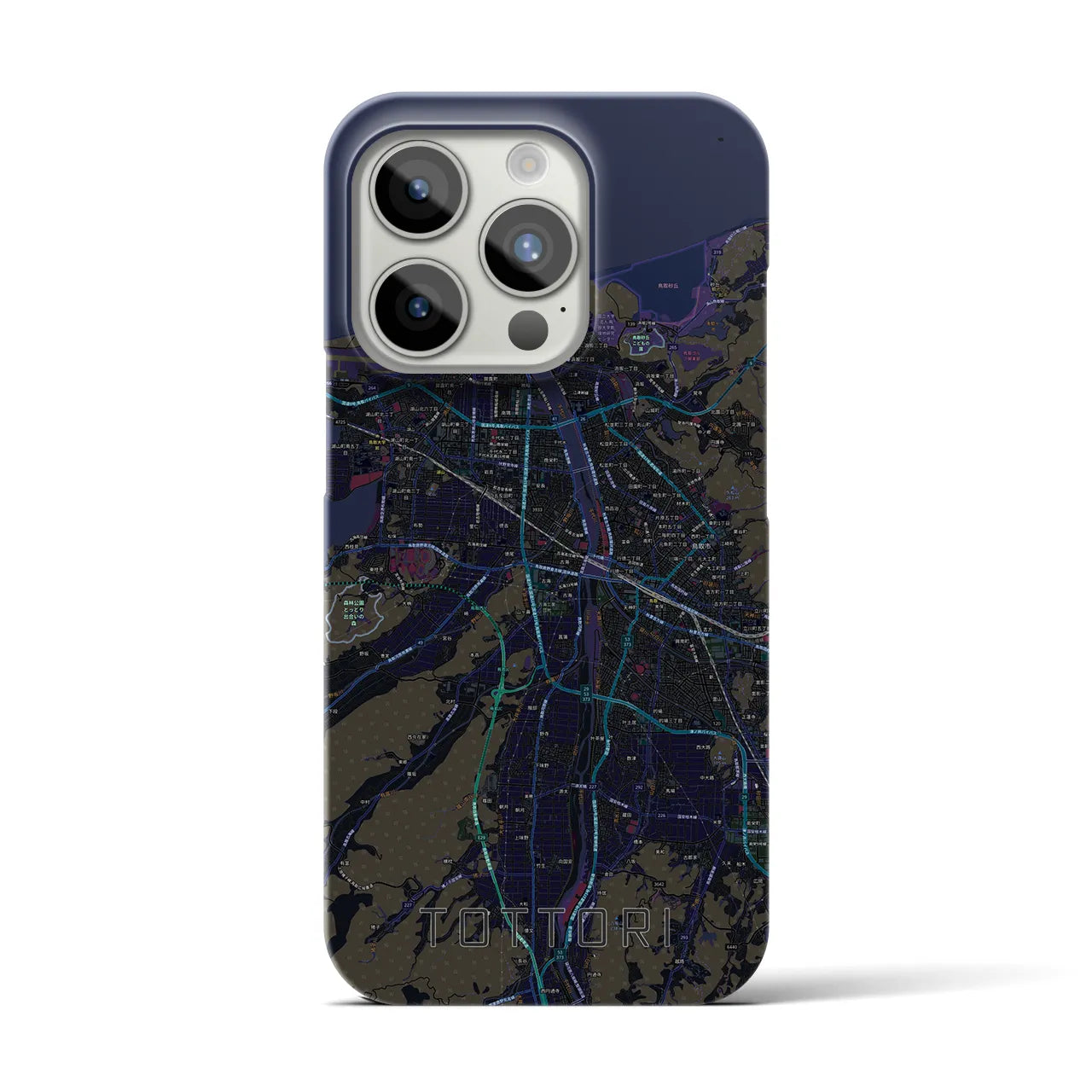 【鳥取】地図柄iPhoneケース（バックカバータイプ・ブラック）iPhone 15 Pro 用
