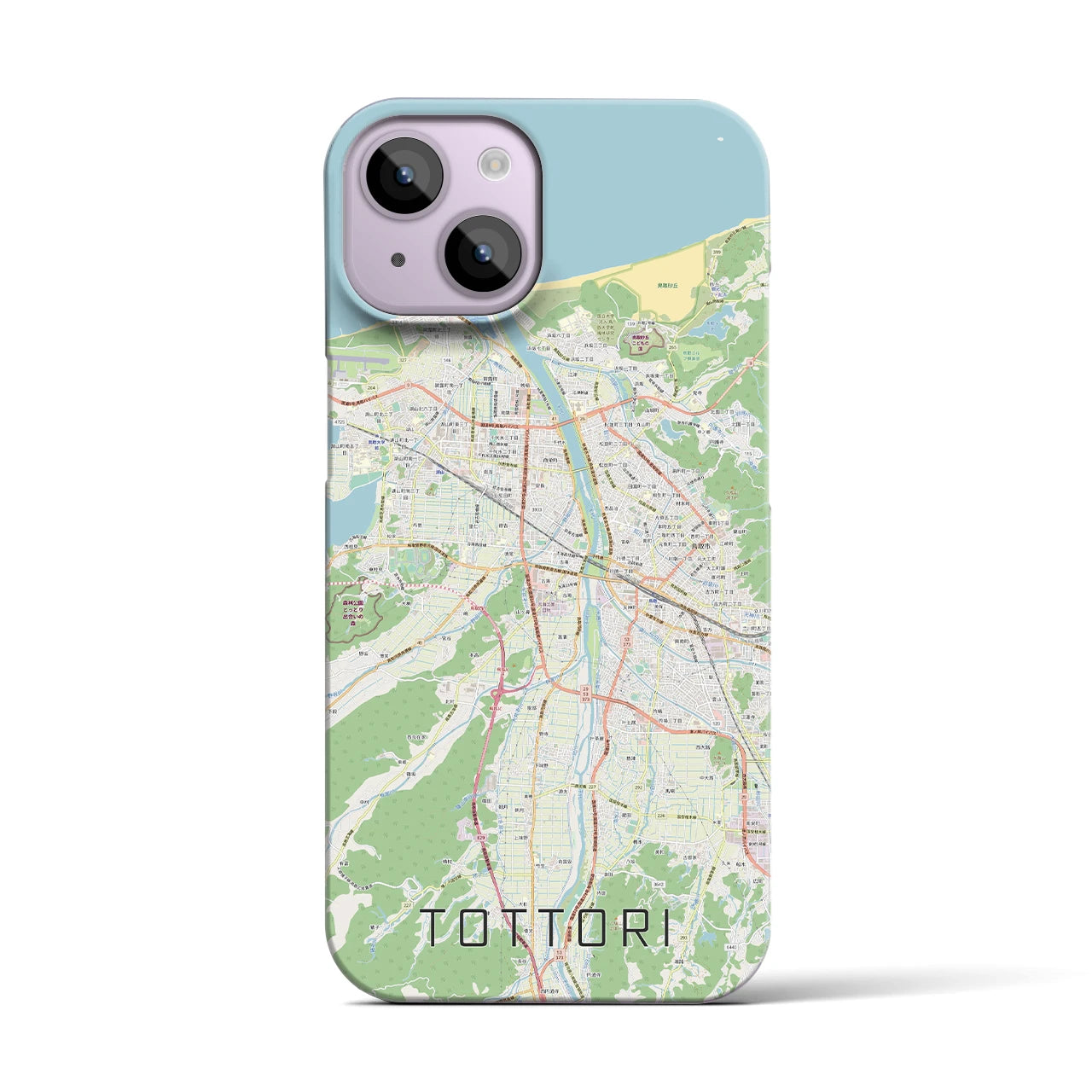 【鳥取】地図柄iPhoneケース（バックカバータイプ・ナチュラル）iPhone 14 用