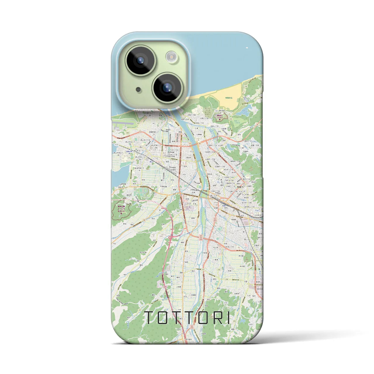 【鳥取】地図柄iPhoneケース（バックカバータイプ・ナチュラル）iPhone 15 用