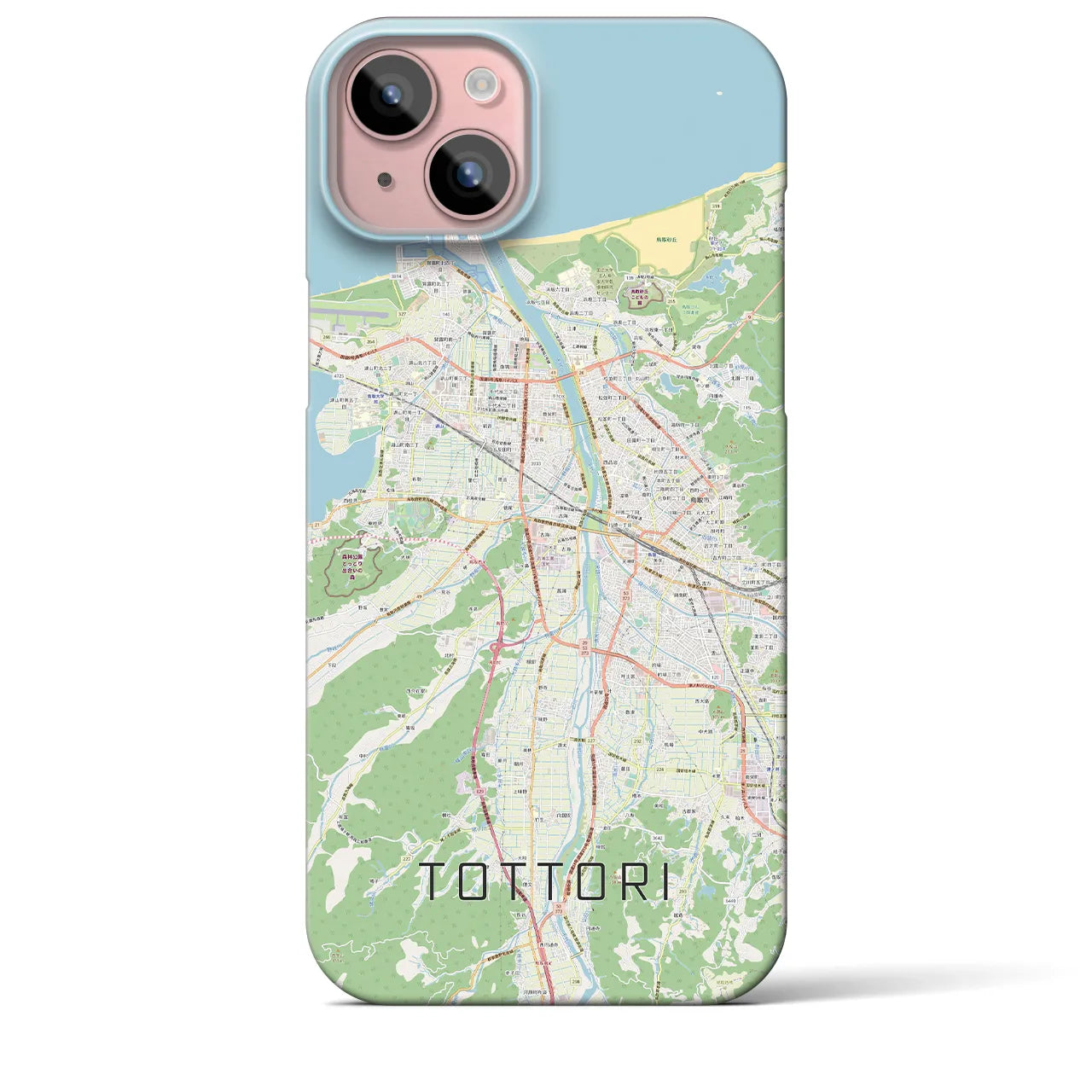 【鳥取】地図柄iPhoneケース（バックカバータイプ・ナチュラル）iPhone 15 Plus 用