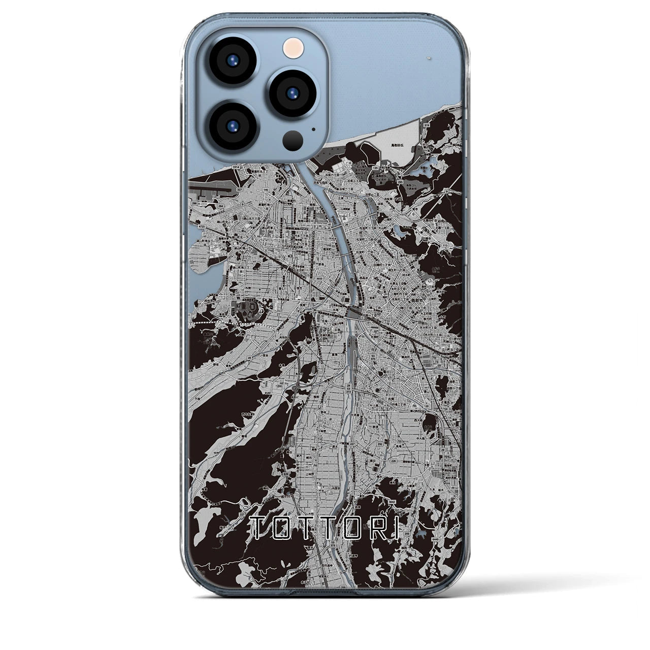 【鳥取】地図柄iPhoneケース（クリアタイプ・モノトーン）iPhone 13 Pro Max 用