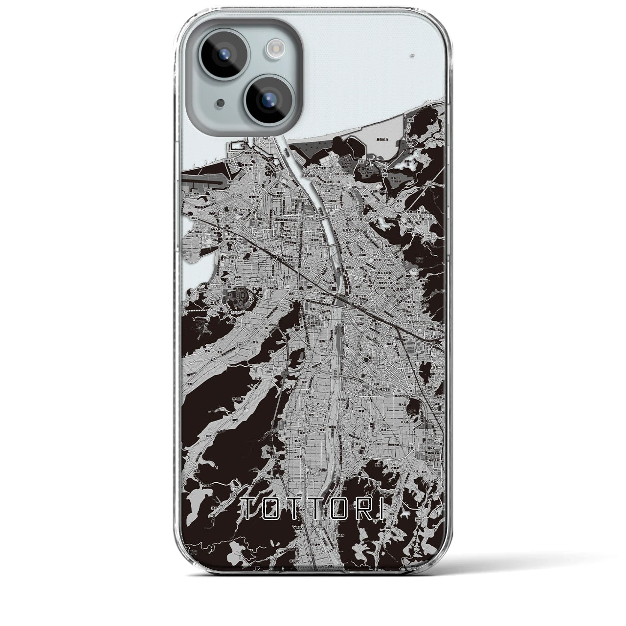 【鳥取】地図柄iPhoneケース（クリアタイプ・モノトーン）iPhone 15 Plus 用