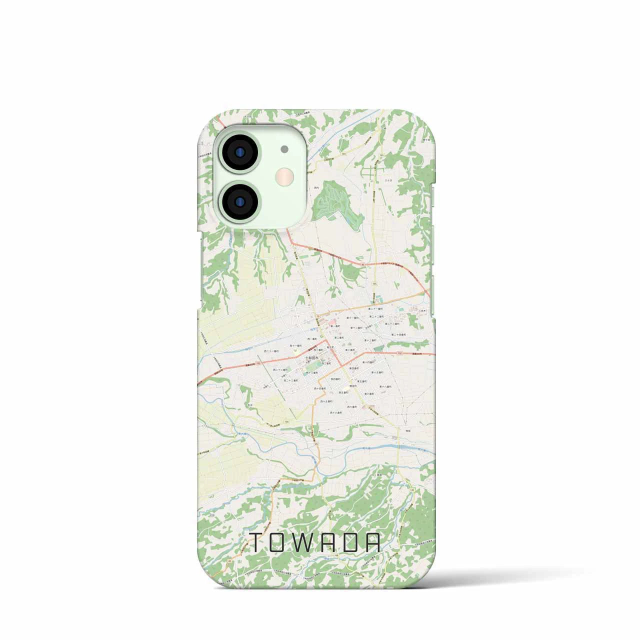 【十和田】地図柄iPhoneケース（バックカバータイプ・ナチュラル）iPhone 12 mini 用