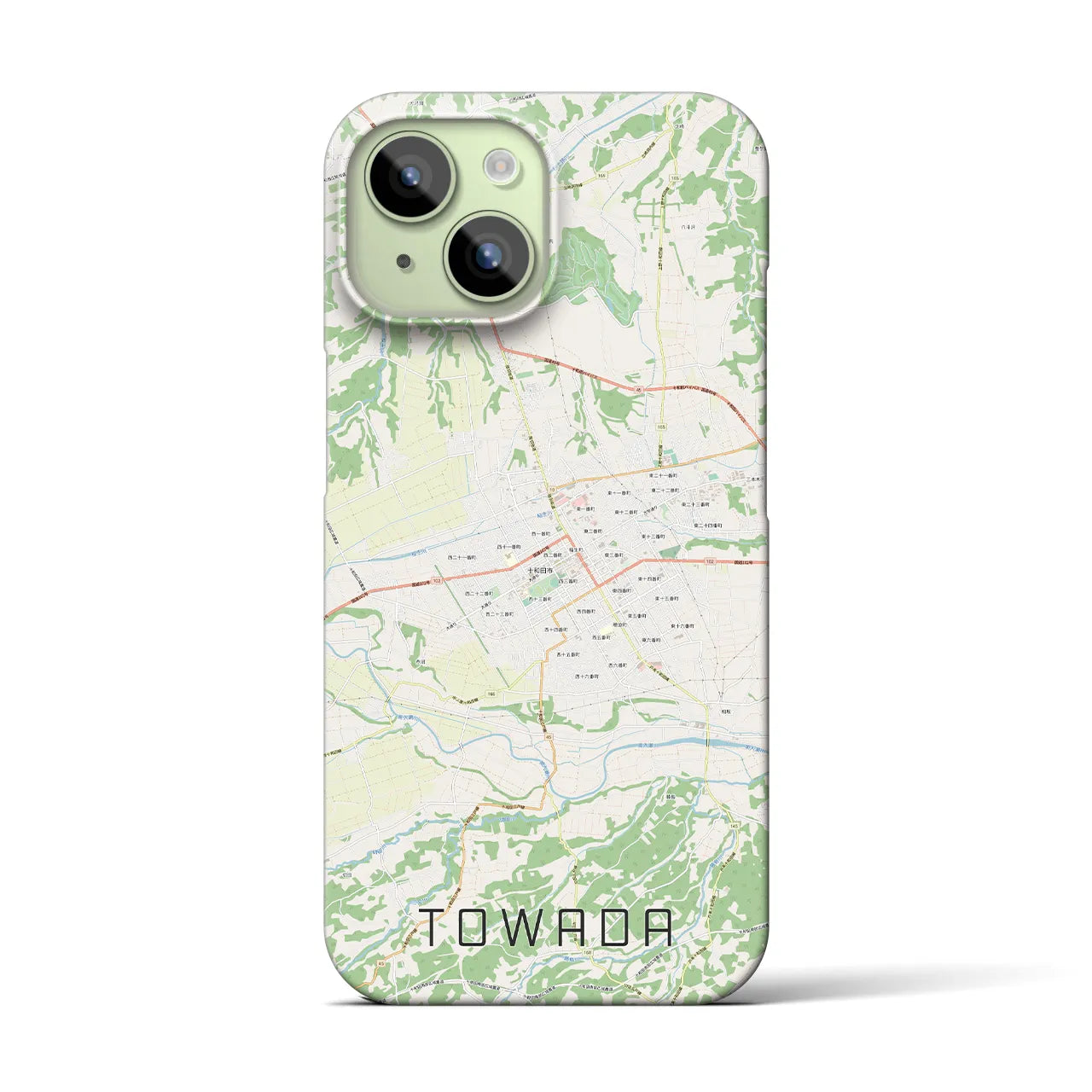 【十和田】地図柄iPhoneケース（バックカバータイプ・ナチュラル）iPhone 15 用