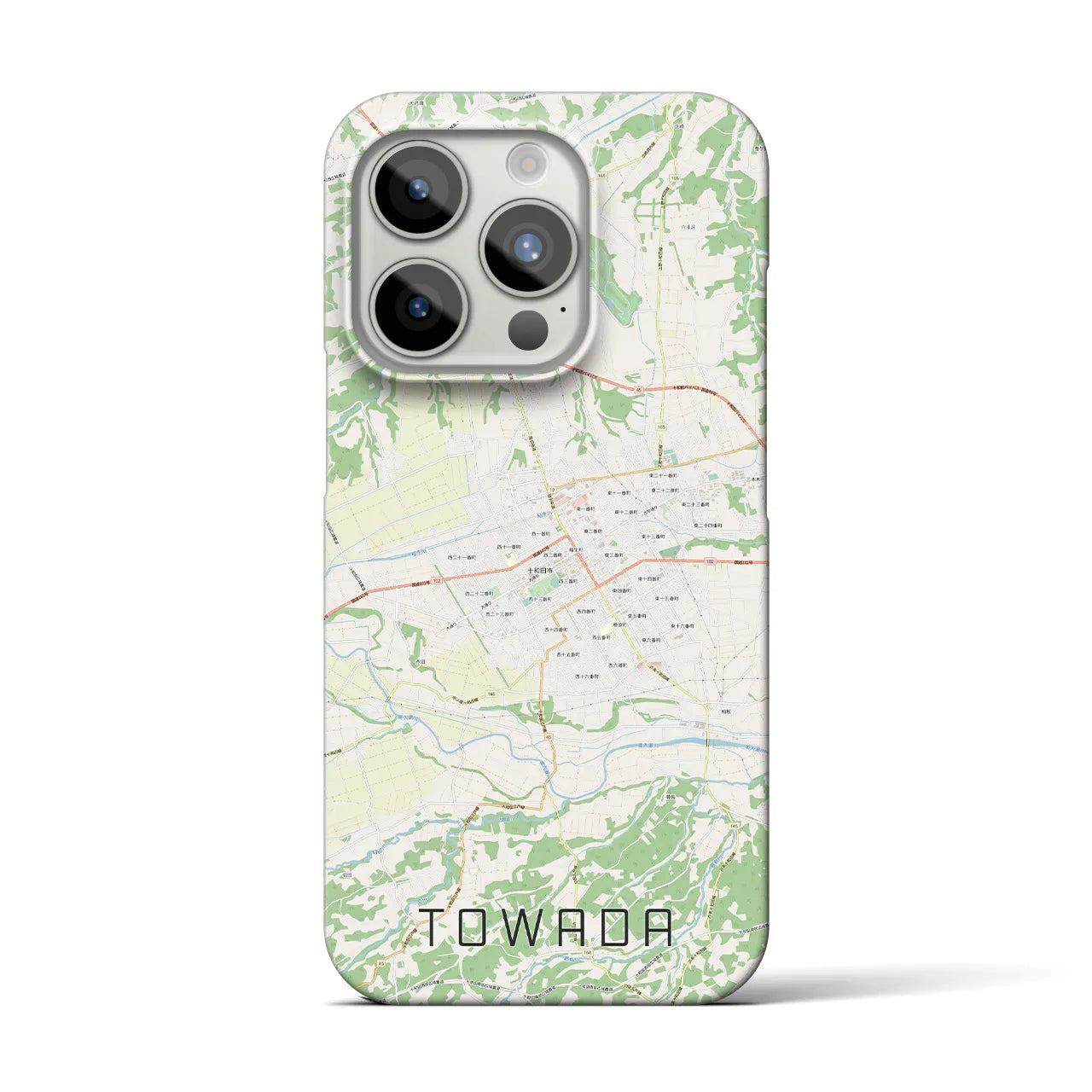 【十和田】地図柄iPhoneケース（バックカバータイプ・ナチュラル）iPhone 15 Pro 用