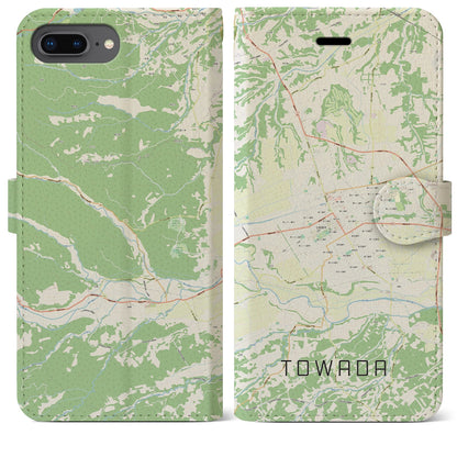 【十和田（青森県）】地図柄iPhoneケース（手帳タイプ）ナチュラル・iPhone 8Plus /7Plus / 6sPlus / 6Plus 用