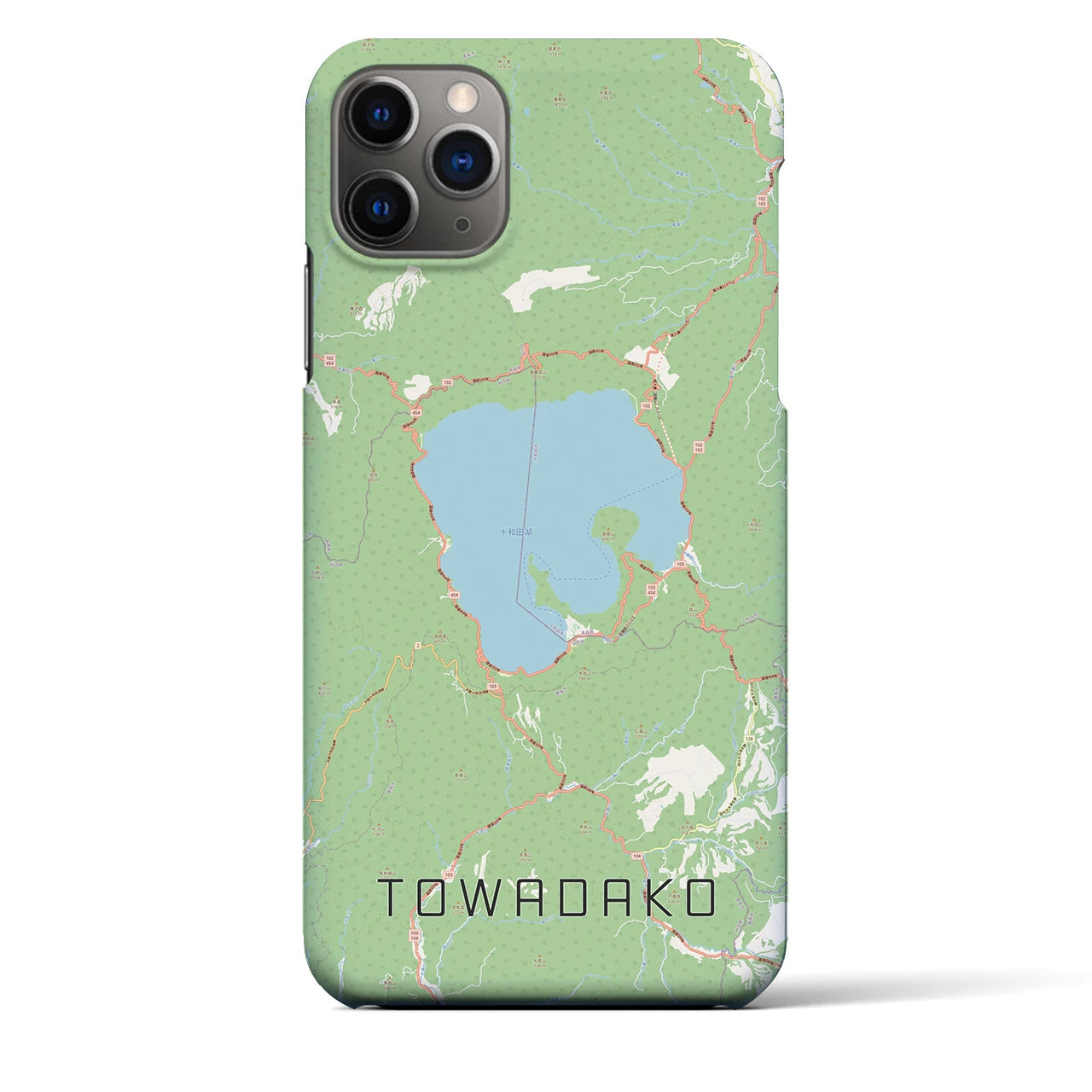 【十和田湖】地図柄iPhoneケース（バックカバータイプ・ナチュラル）iPhone 11 Pro Max 用