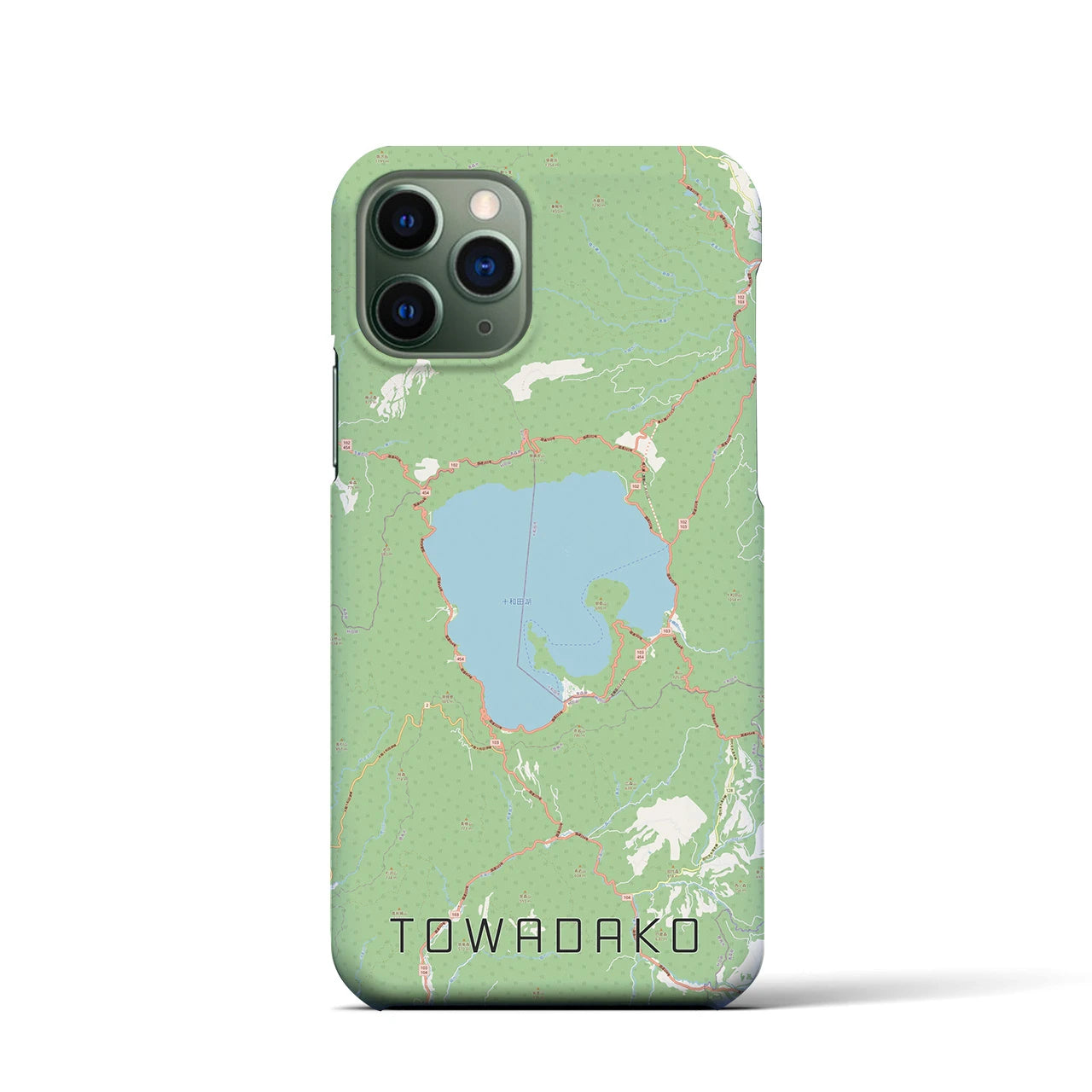 【十和田湖】地図柄iPhoneケース（バックカバータイプ・ナチュラル）iPhone 11 Pro 用