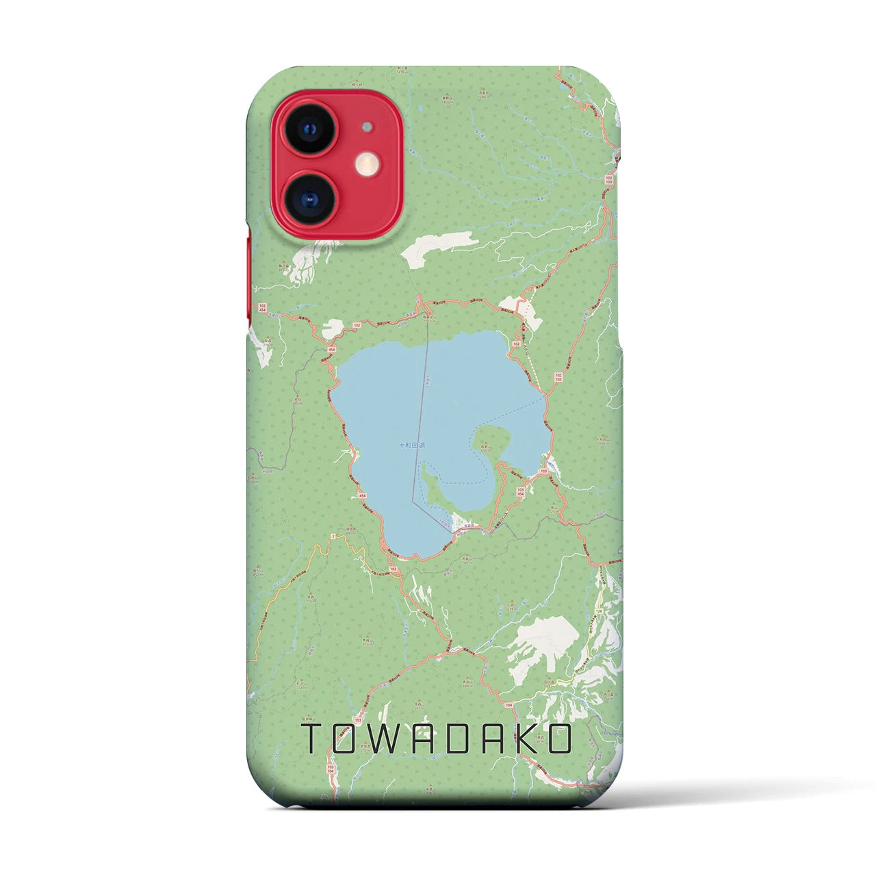【十和田湖】地図柄iPhoneケース（バックカバータイプ・ナチュラル）iPhone 11 用