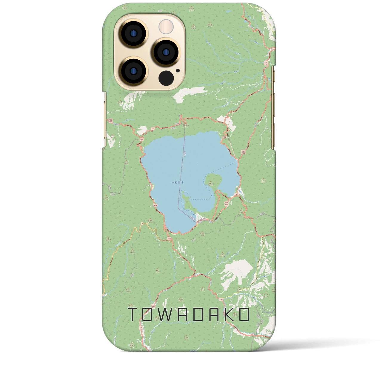 【十和田湖】地図柄iPhoneケース（バックカバータイプ・ナチュラル）iPhone 12 Pro Max 用