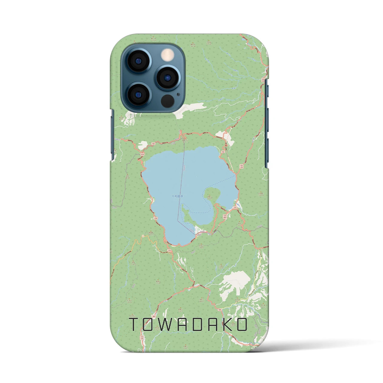 【十和田湖】地図柄iPhoneケース（バックカバータイプ・ナチュラル）iPhone 12 / 12 Pro 用