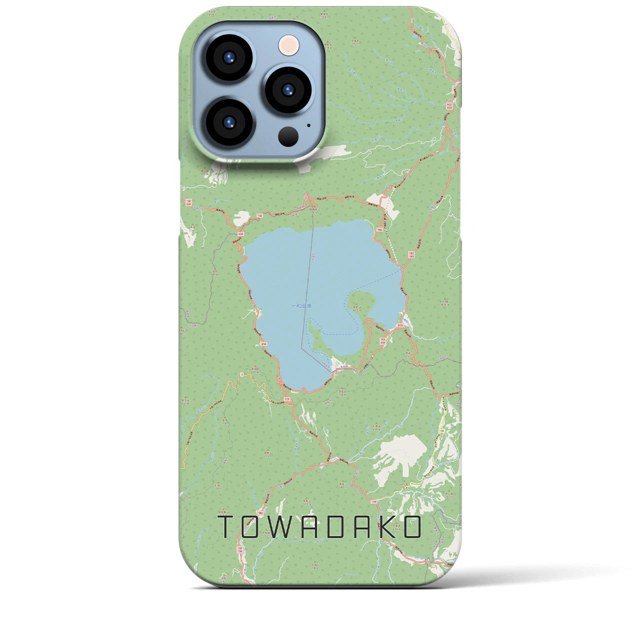 【十和田湖】地図柄iPhoneケース（バックカバータイプ・ナチュラル）iPhone 13 Pro Max 用