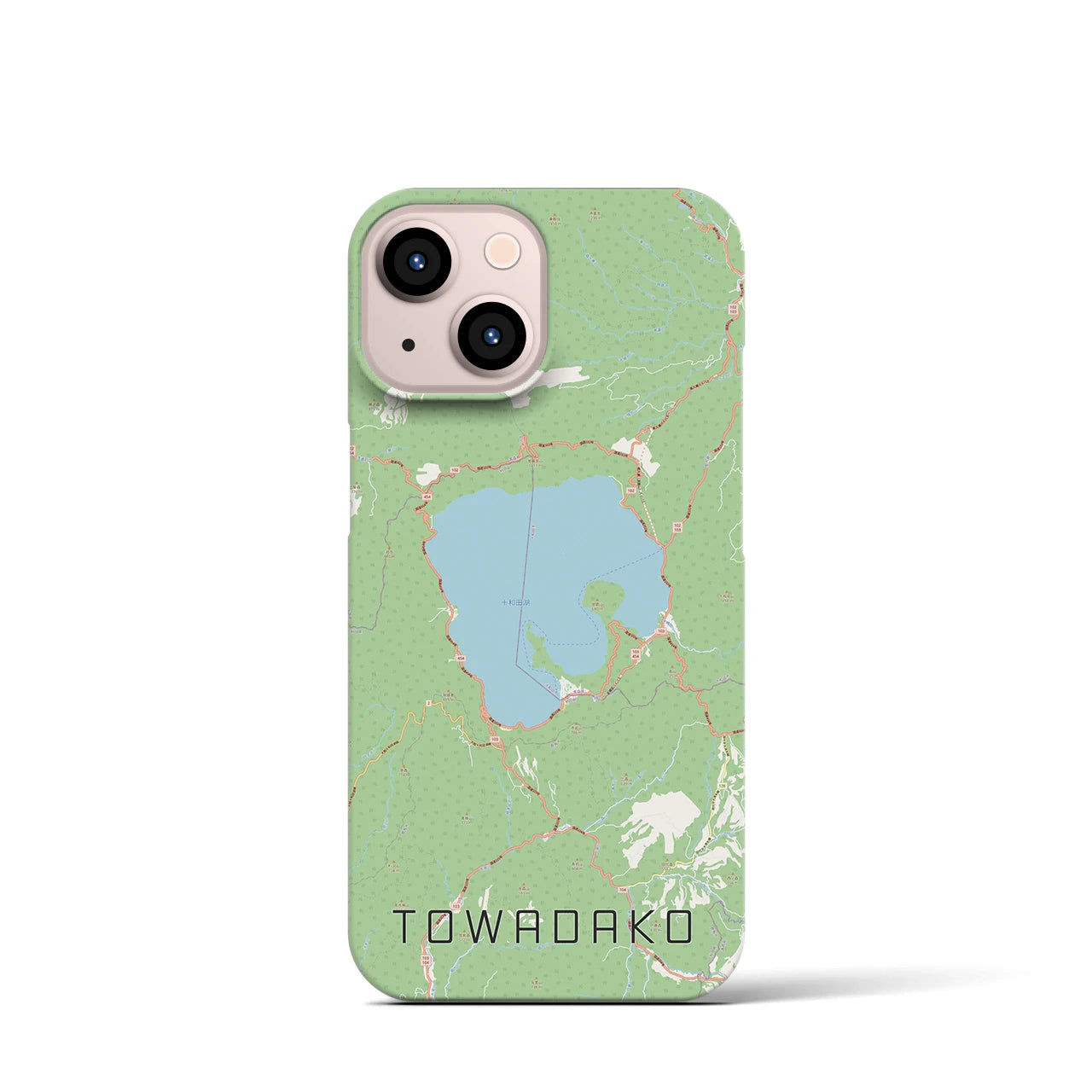 【十和田湖】地図柄iPhoneケース（バックカバータイプ・ナチュラル）iPhone 13 mini 用