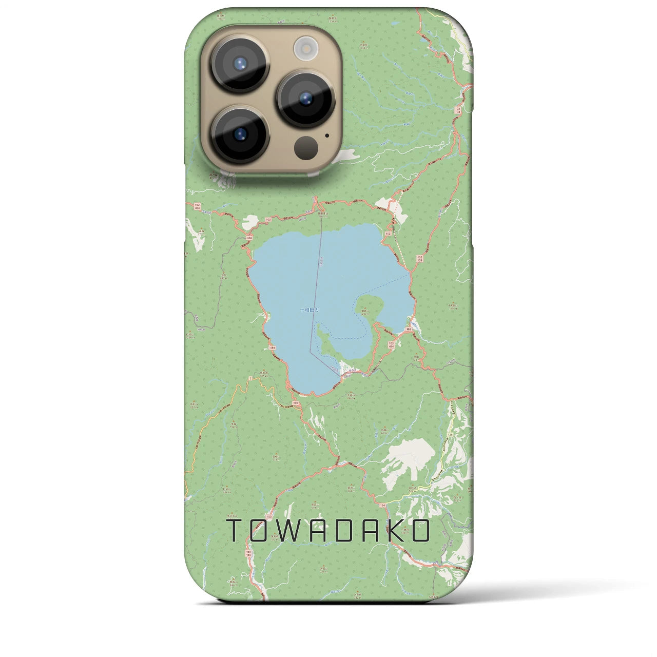 【十和田湖】地図柄iPhoneケース（バックカバータイプ・ナチュラル）iPhone 14 Pro Max 用