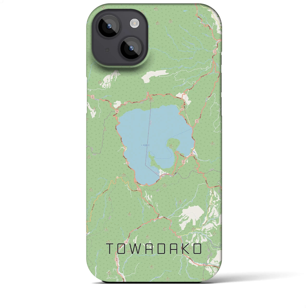 【十和田湖】地図柄iPhoneケース（バックカバータイプ・ナチュラル）iPhone 14 Plus 用