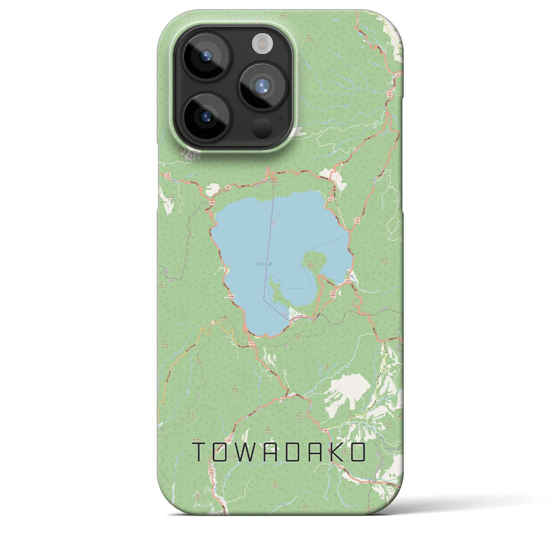 【十和田湖】地図柄iPhoneケース（バックカバータイプ・ナチュラル）iPhone 15 Pro Max 用