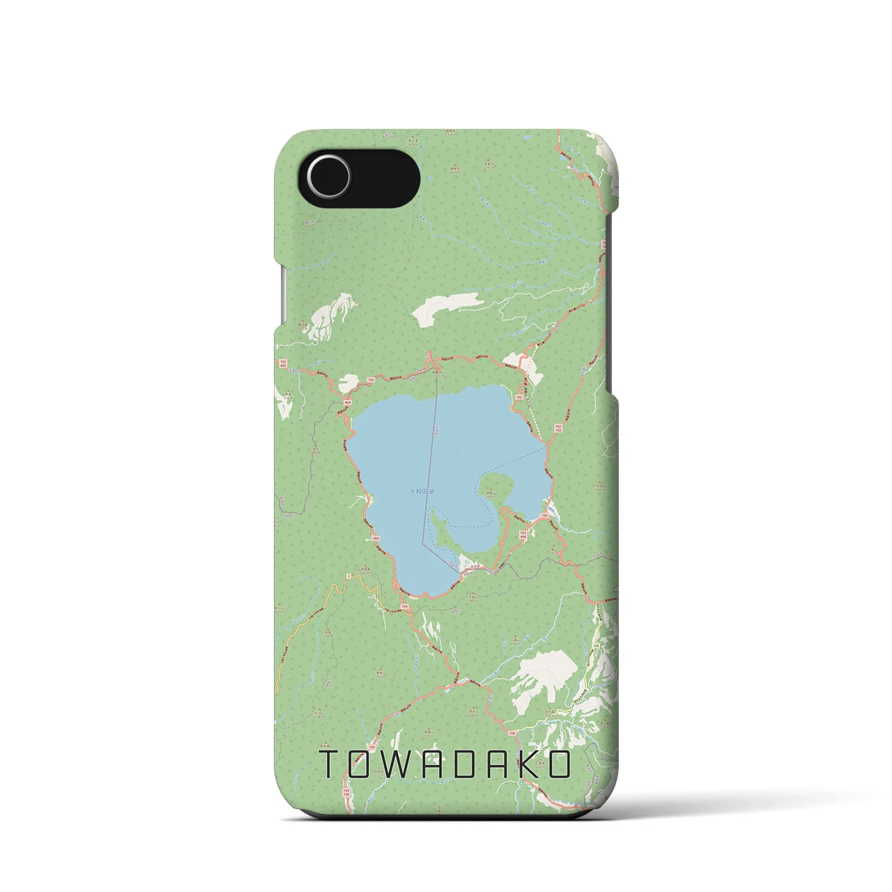 【十和田湖】地図柄iPhoneケース（バックカバータイプ・ナチュラル）iPhone SE（第3 / 第2世代） / 8 / 7 / 6s / 6 用
