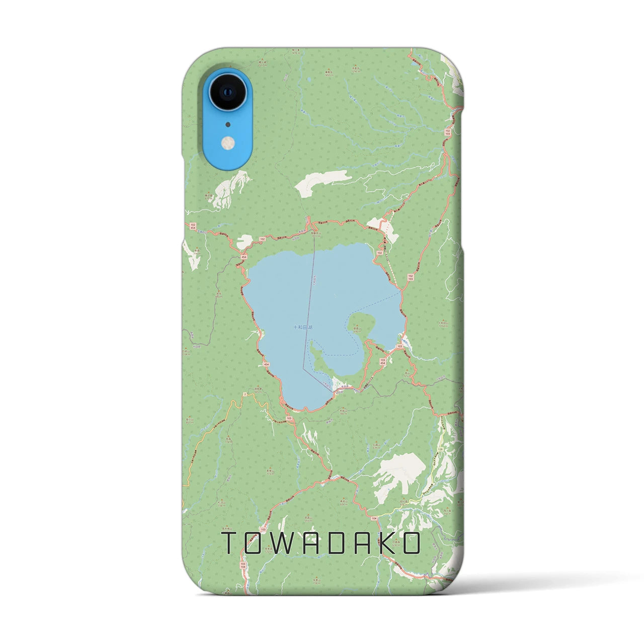 【十和田湖】地図柄iPhoneケース（バックカバータイプ・ナチュラル）iPhone XR 用