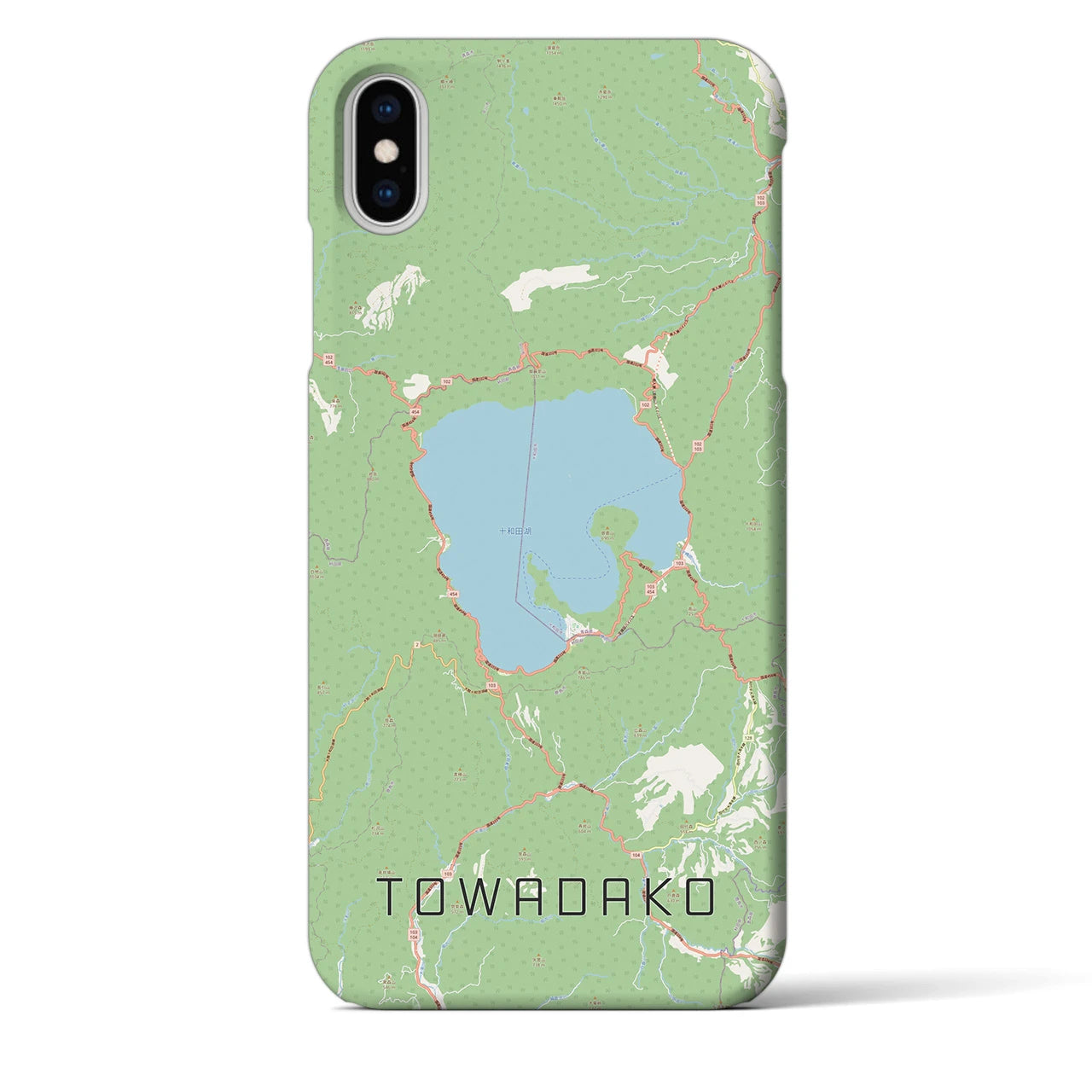 【十和田湖】地図柄iPhoneケース（バックカバータイプ・ナチュラル）iPhone XS Max 用