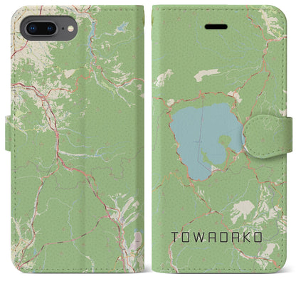 【十和田湖（青森県）】地図柄iPhoneケース（手帳タイプ）ナチュラル・iPhone 8Plus /7Plus / 6sPlus / 6Plus 用