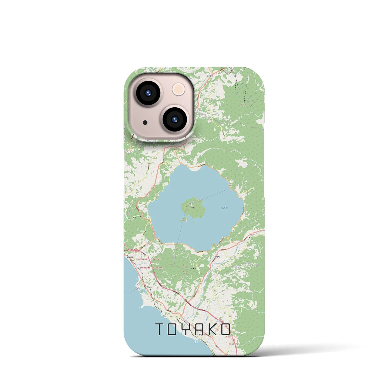 【洞爺湖】地図柄iPhoneケース（バックカバータイプ・ナチュラル）iPhone 13 mini 用