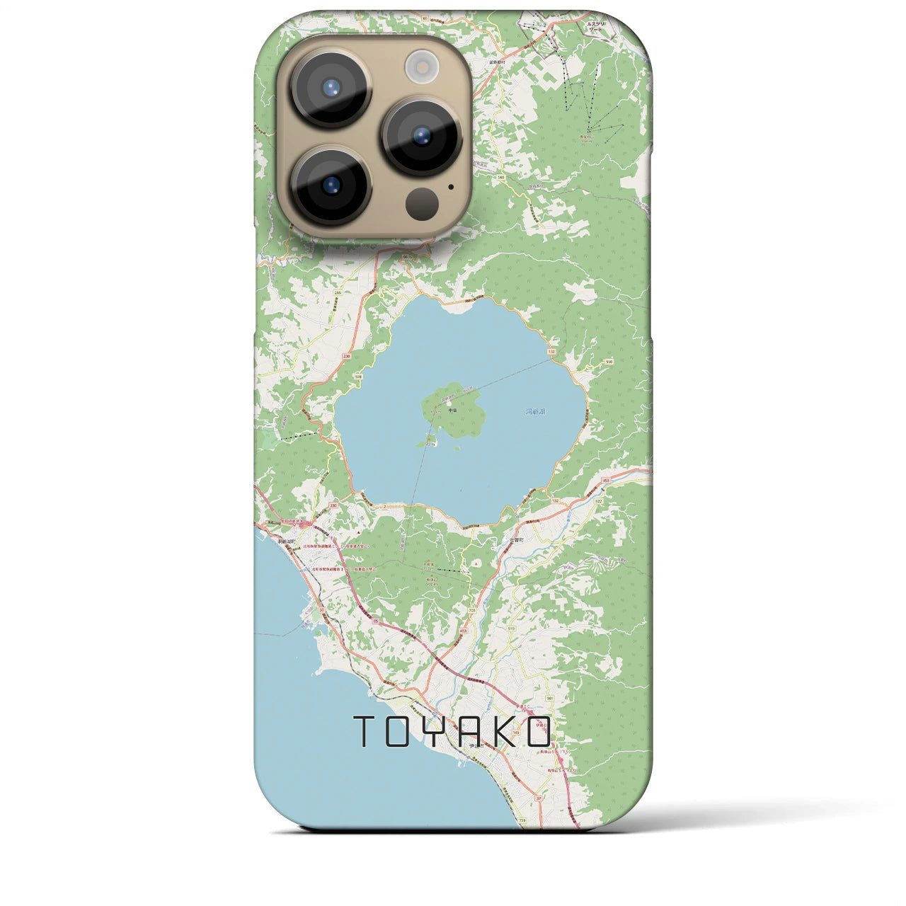 【洞爺湖】地図柄iPhoneケース（バックカバータイプ・ナチュラル）iPhone 14 Pro Max 用