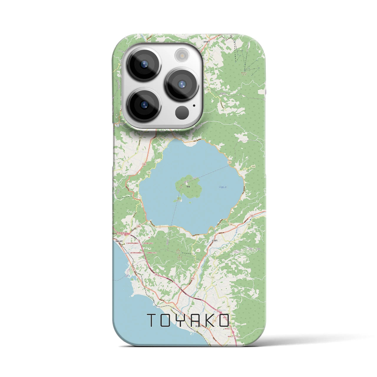 【洞爺湖】地図柄iPhoneケース（バックカバータイプ・ナチュラル）iPhone 14 Pro 用