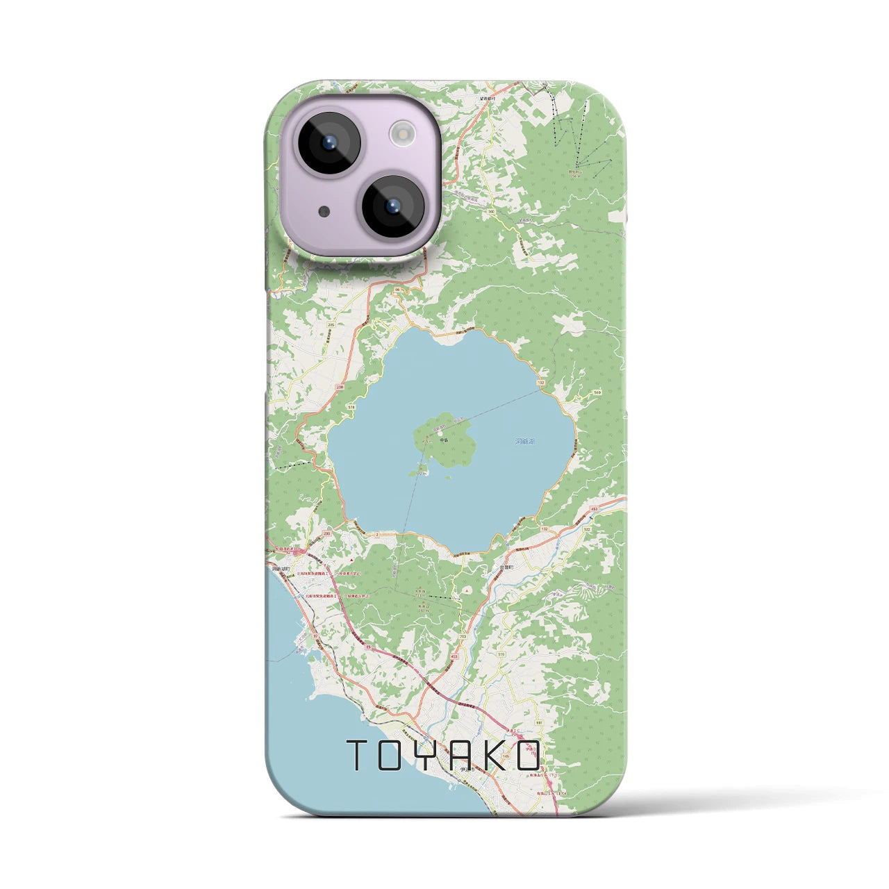 【洞爺湖】地図柄iPhoneケース（バックカバータイプ・ナチュラル）iPhone 14 用