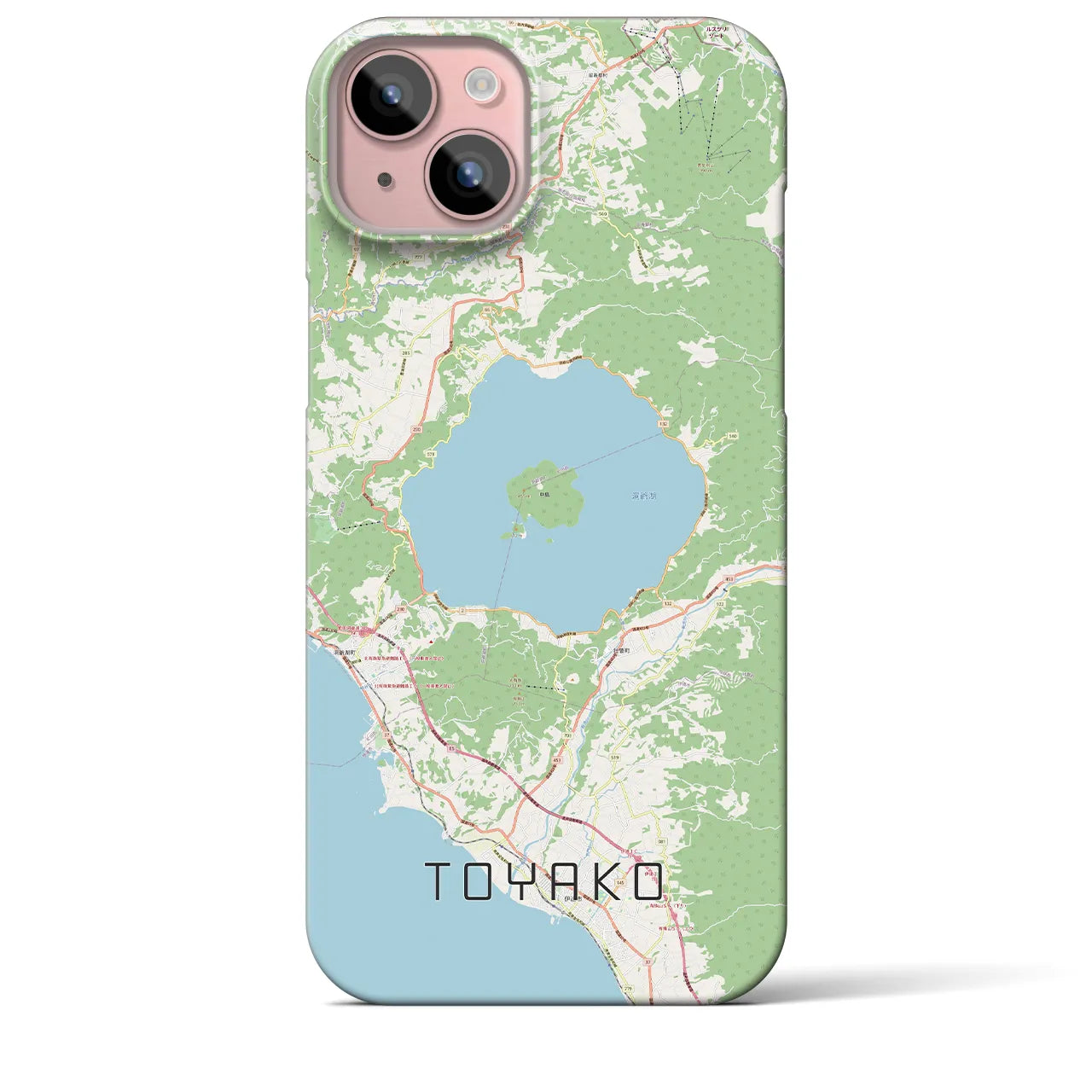 【洞爺湖】地図柄iPhoneケース（バックカバータイプ・ナチュラル）iPhone 15 Plus 用