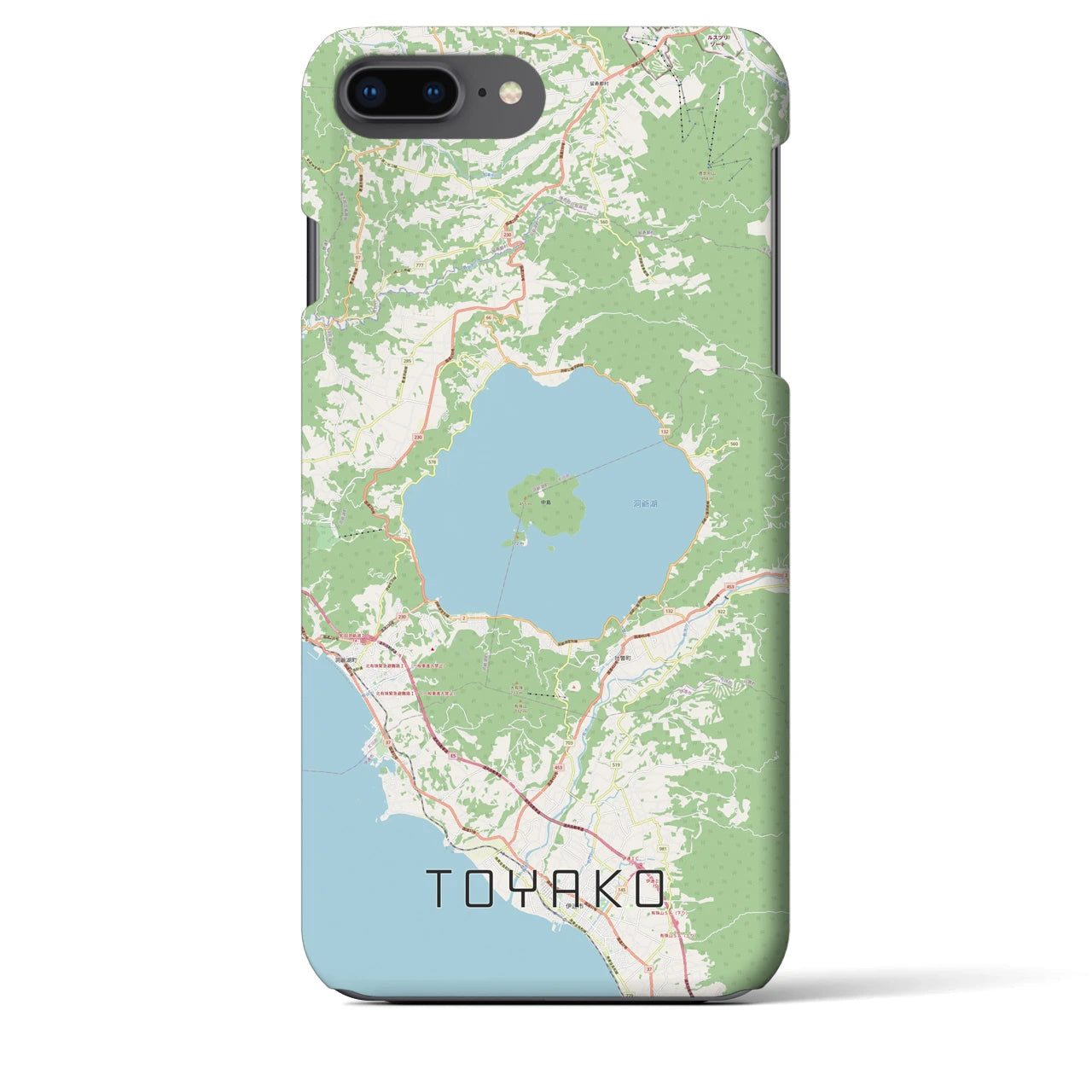 【洞爺湖】地図柄iPhoneケース（バックカバータイプ・ナチュラル）iPhone 8Plus /7Plus / 6sPlus / 6Plus 用