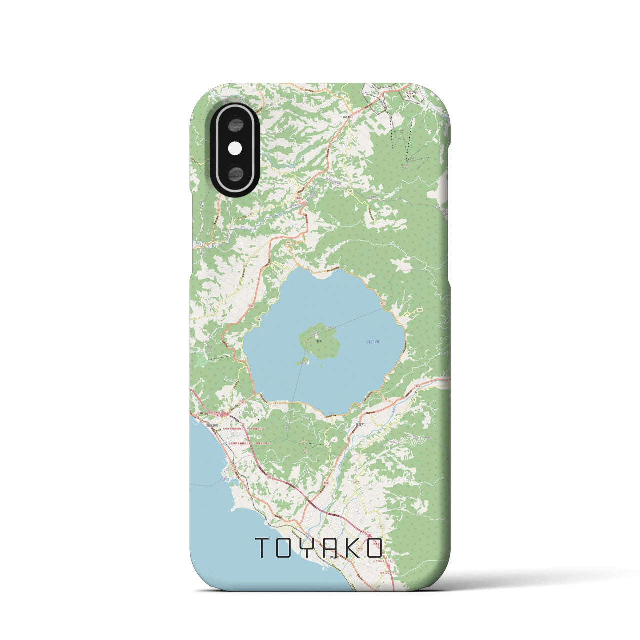 【洞爺湖】地図柄iPhoneケース（バックカバータイプ・ナチュラル）iPhone XS / X 用