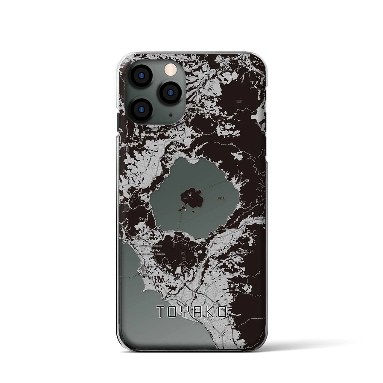 【洞爺湖】地図柄iPhoneケース（クリアタイプ・モノトーン）iPhone 11 Pro 用