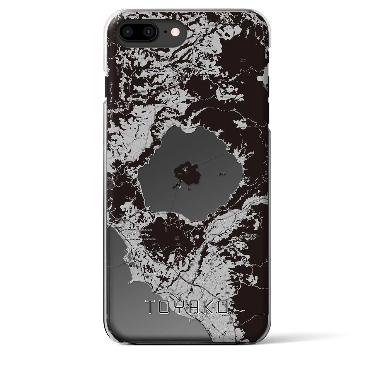 【洞爺湖】地図柄iPhoneケース（クリアタイプ・モノトーン）iPhone 8Plus /7Plus / 6sPlus / 6Plus 用