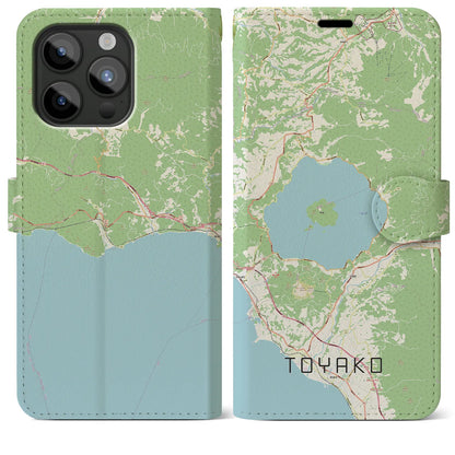 【洞爺湖（北海道）】地図柄iPhoneケース（手帳タイプ）ナチュラル・iPhone 15 Pro Max 用