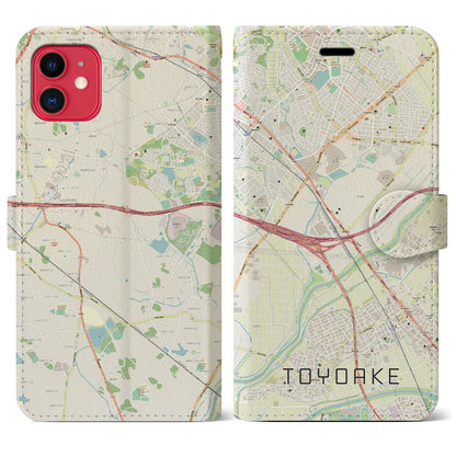 【豊明（愛知県）】地図柄iPhoneケース（手帳タイプ）ナチュラル・iPhone 11 用