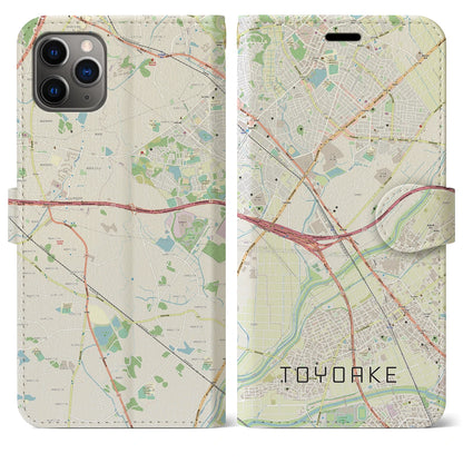 【豊明（愛知県）】地図柄iPhoneケース（手帳タイプ）ナチュラル・iPhone 11 Pro Max 用