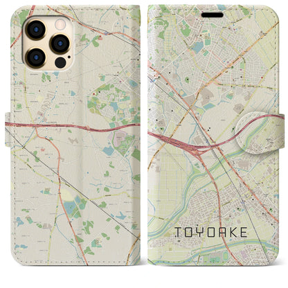 【豊明（愛知県）】地図柄iPhoneケース（手帳タイプ）ナチュラル・iPhone 12 Pro Max 用