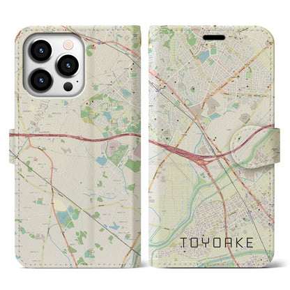 【豊明（愛知県）】地図柄iPhoneケース（手帳タイプ）ナチュラル・iPhone 13 Pro 用