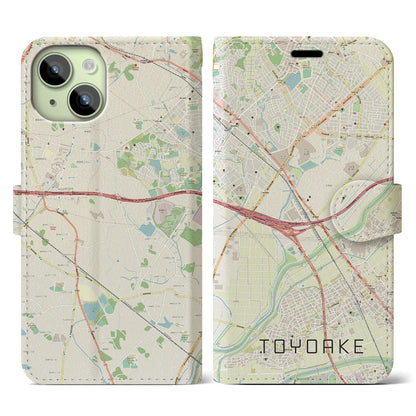 【豊明（愛知県）】地図柄iPhoneケース（手帳タイプ）ナチュラル・iPhone 15 用