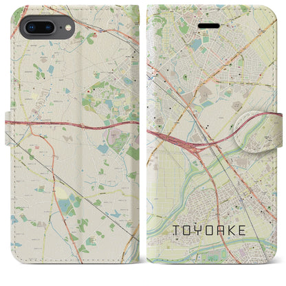 【豊明（愛知県）】地図柄iPhoneケース（手帳タイプ）ナチュラル・iPhone 8Plus /7Plus / 6sPlus / 6Plus 用