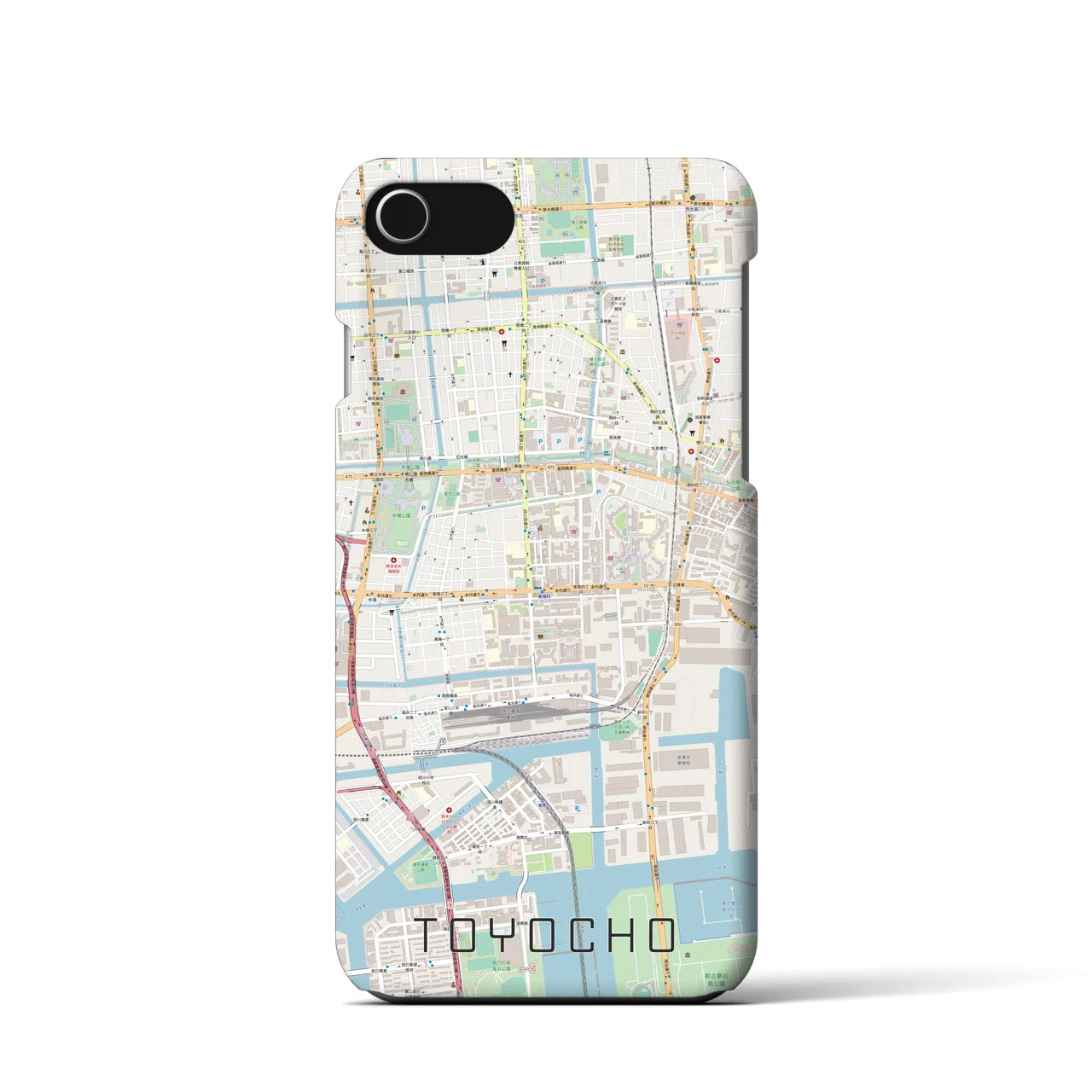 【東陽町】地図柄iPhoneケース（バックカバータイプ・ナチュラル）iPhone SE（第3 / 第2世代） / 8 / 7 / 6s / 6 用