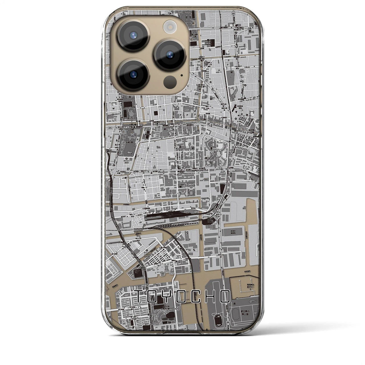 【東陽町】地図柄iPhoneケース（クリアタイプ・モノトーン）iPhone 14 Pro Max 用